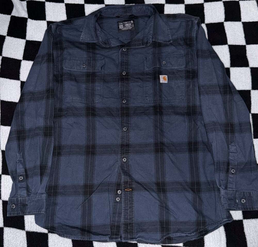 Carhartt Loose Fit Plaid Flannel Long Sleeve Shirt Size L